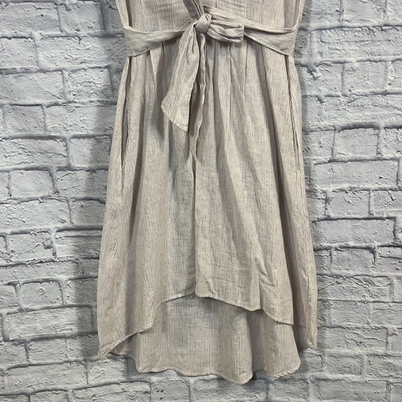 Max Studio Women's Cotton Tie Front Midi Dress | size medium | hi/low hem - Picture 4 of 10